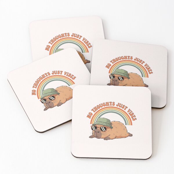 Item preview, No Thoughts Just Vibes Capybara Retro 70s Groovy Aesthetic designed and sold by Moon's Arts.