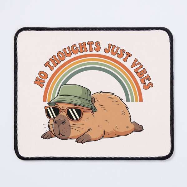 Item preview, No Thoughts Just Vibes Capybara Retro 70s Groovy Aesthetic designed and sold by Moon's Arts.