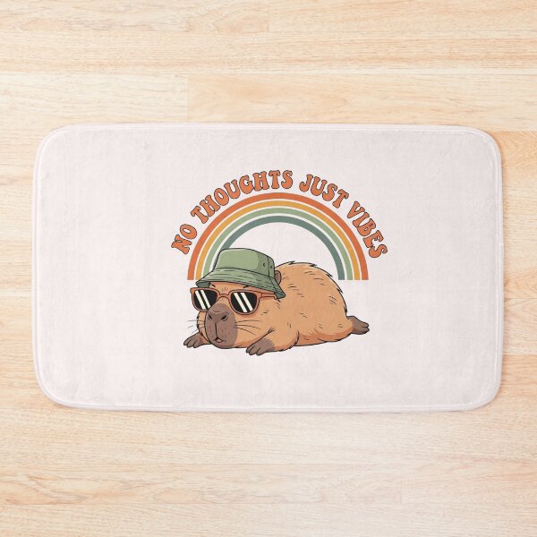 Item preview, No Thoughts Just Vibes Capybara Retro 70s Groovy Aesthetic designed and sold by Moon's Arts.