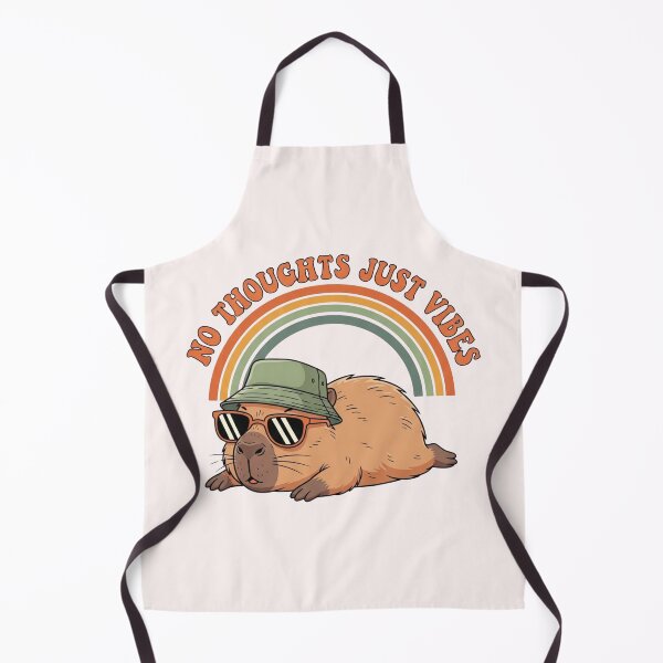 Item preview, No Thoughts Just Vibes Capybara Retro 70s Groovy Aesthetic designed and sold by Moon's Arts.