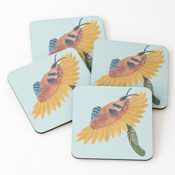 Item preview, Beetles on a sunflower painting designed and sold by WolfRaven Creations.