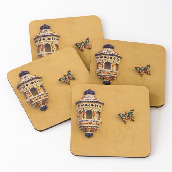 Item preview, Decorative Ceramic Lamp and Butterfly Ornament on Vibrantly Painted Wall designed and sold by Nmallia.
