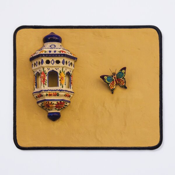 Item preview, Decorative Ceramic Lamp and Butterfly Ornament on Vibrantly Painted Wall designed and sold by Nmallia.