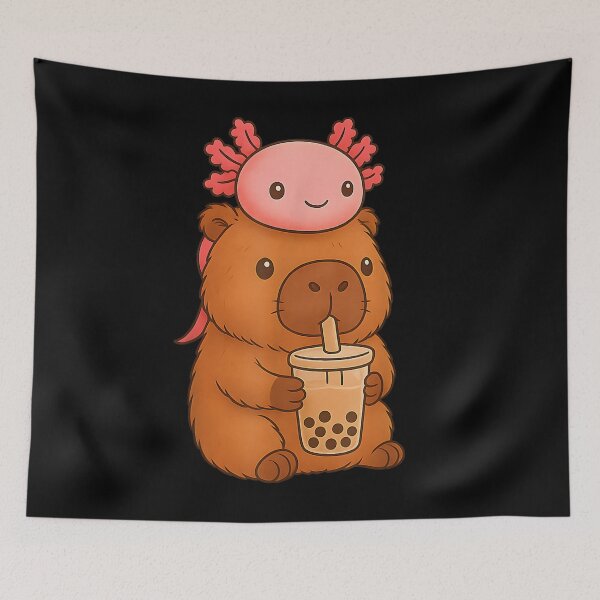Item preview, Cute Kawaii Bubble Tea Axolotl Capybara Art for Men Women Kids , Capybara Gift Lover  designed and sold by DZIRI NAJAT.