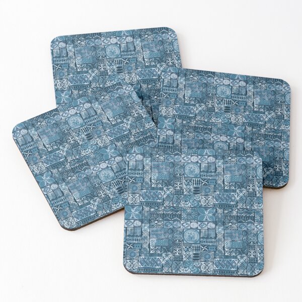 Item preview, Retro Hawaiian Blue Tropical Tiki Tapa Print designed and sold by RetroMaggie.
