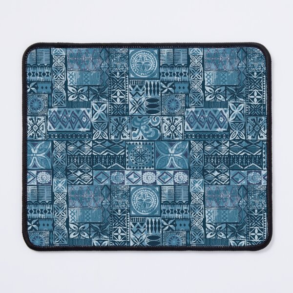 Item preview, Retro Hawaiian Blue Tropical Tiki Tapa Print designed and sold by RetroMaggie.