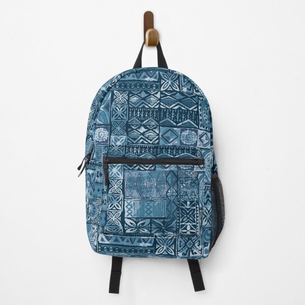 Item preview, Retro Hawaiian Blue Tropical Tiki Tapa Print designed and sold by RetroMaggie.