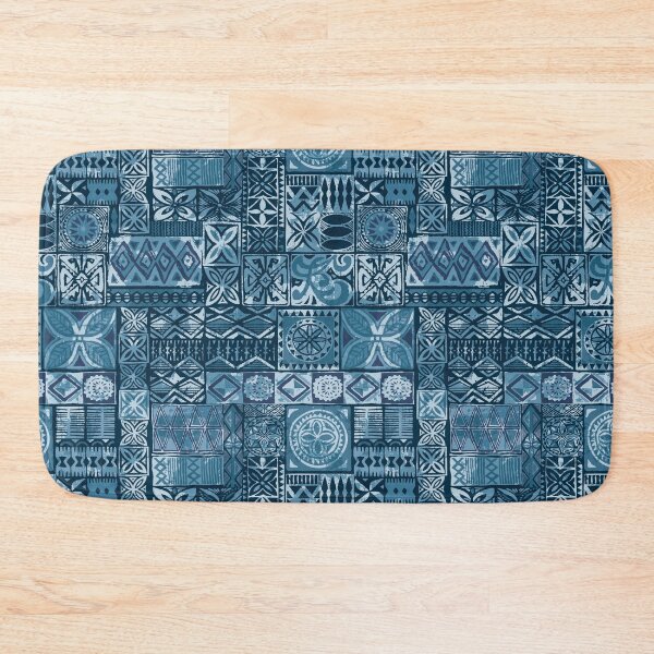 Item preview, Retro Hawaiian Blue Tropical Tiki Tapa Print designed and sold by RetroMaggie.
