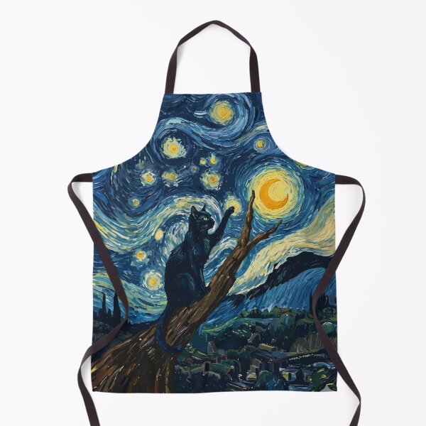 Item preview, Cat in the nigth with star and bats, impressionism, famous painting, Starry Night Style Van Gogh painting Cat Lover designed and sold by Collagedream.