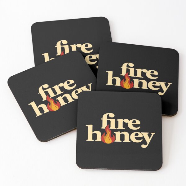 Item preview, Bold Fire Honey Typography – Cream Serif Font with Flame Detail on Black Background | Edgy Art Print designed and sold by Bright Nest Studio.