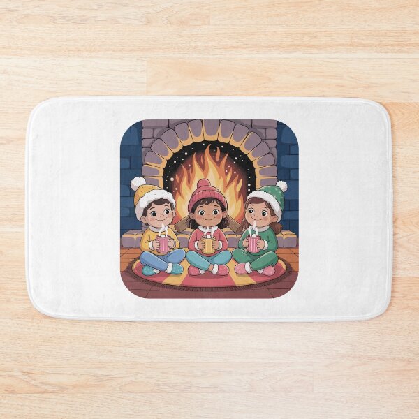 Item preview, Children relaxing by the fireplace with a cup of hot chocolate designed and sold by desinganddecor.