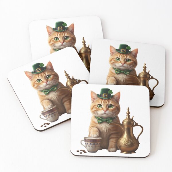 Item preview, Arabic Coffee Cat with Irish Green Hat Design designed and sold by KivaroArt.