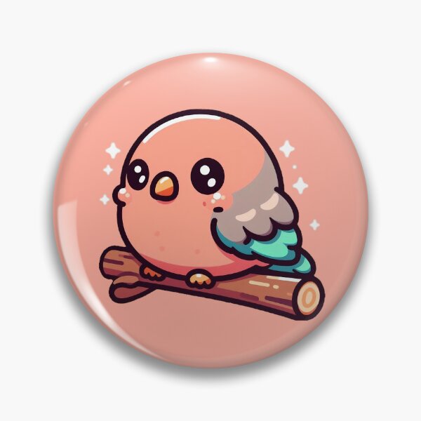 Item preview, Adorable Round Pink Bird – Kawaii Chibi Parakeet designed and sold by GREENZ0NE.