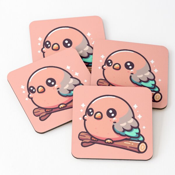 Item preview, Adorable Round Pink Bird – Kawaii Chibi Parakeet designed and sold by GREENZ0NE.