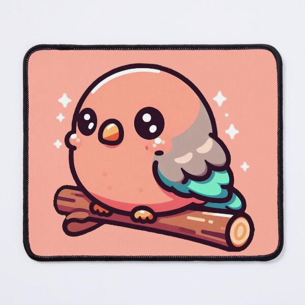 Item preview, Adorable Round Pink Bird – Kawaii Chibi Parakeet designed and sold by GREENZ0NE.