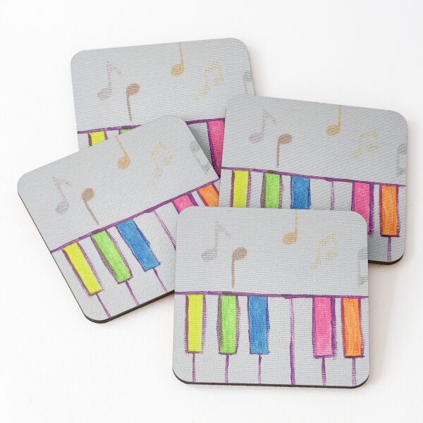 Item preview, Neon Piano Keys and Metallic Notes in Acrylic designed and sold by JennyRoseArt.