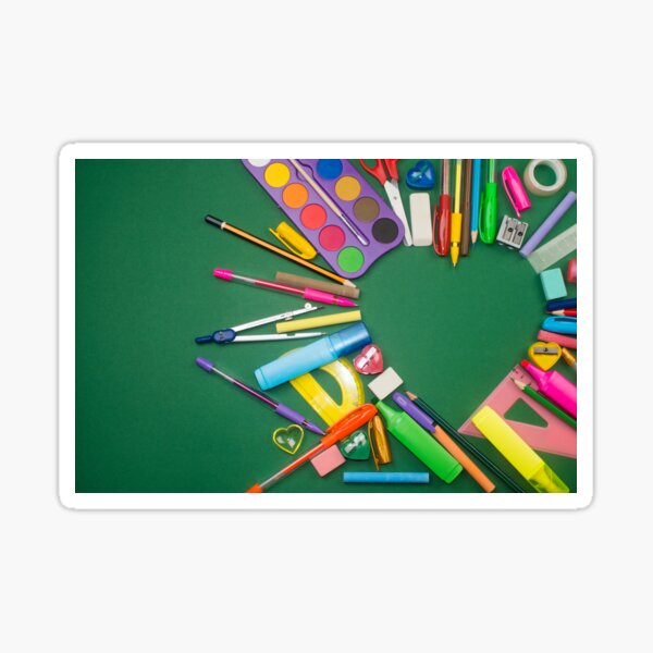 school supplies in heart shape Sticker
