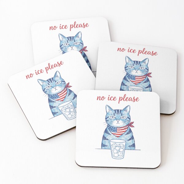 Item preview, No Ice Please Funny Cat Pun - Sarcastic Blue Ink Sketch designed and sold by G350.