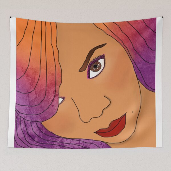 Item preview, Love Your Selfie – Tangerine‑to‑Purple Watercolor Line Art Portrai designed and sold by Artondra Hall.