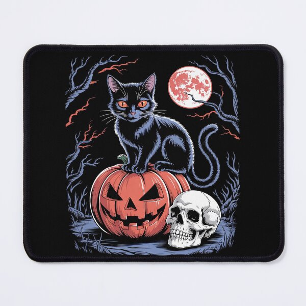 Item preview, Halloween Hallows Night Black Cat Pumpkin Horror Skull designed and sold by FadeOfThrone.