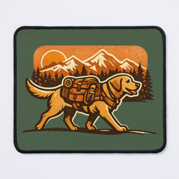 Item preview, Hiking Labrador with Backpack – Retro Mountain Trail Dog designed and sold by PawPrintCustom.