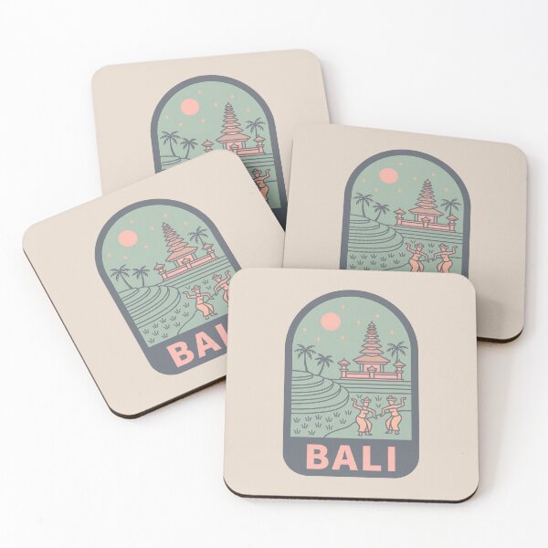 Item preview, Bali Indonesia Vintage Travel Badge, Mount Agung and Rice Terraces designed and sold by InvestingRoad.