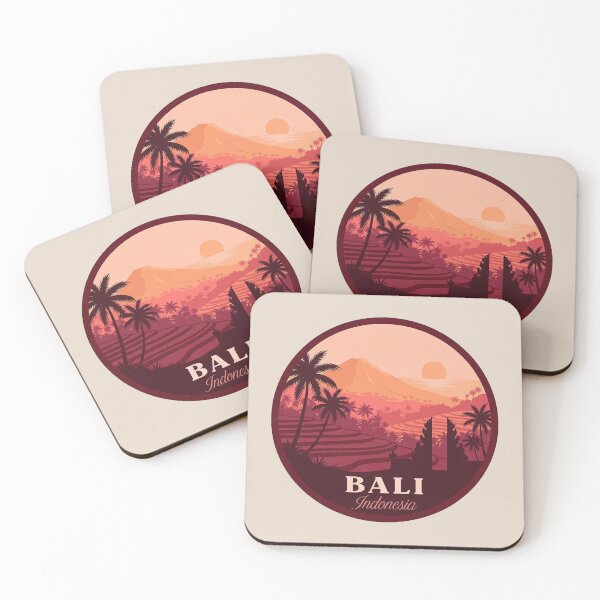 Item preview, Bali Indonesia Vintage Travel Badge, Mount Agung and Rice Terraces designed and sold by InvestingRoad.