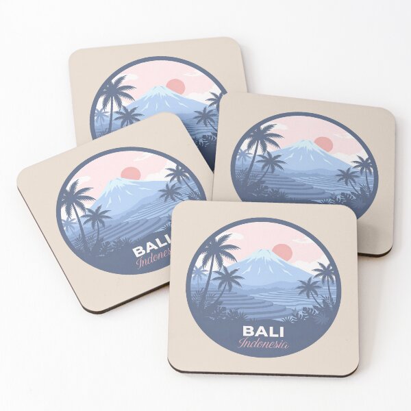 Item preview, Bali Indonesia Vintage Travel Badge, Mount Agung and Rice Terraces designed and sold by InvestingRoad.