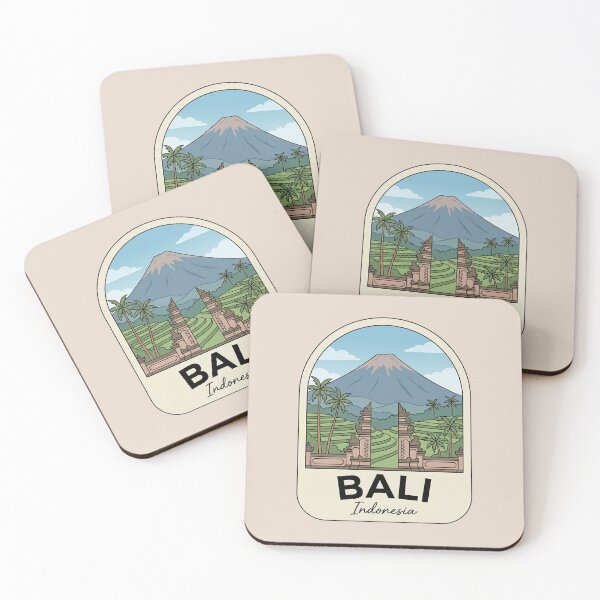 Item preview, Bali Indonesia Vintage Travel Badge, Mount Agung and Rice Terraces designed and sold by InvestingRoad.