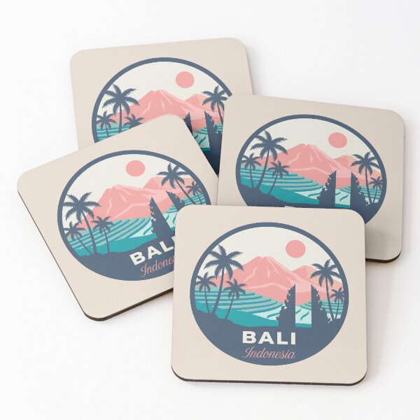 Item preview, Bali Indonesia Vintage Travel Badge, Mount Agung and Rice Terraces designed and sold by InvestingRoad.