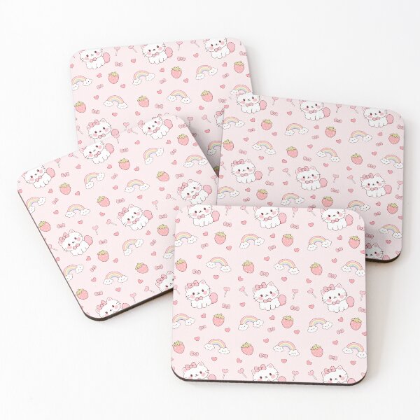 Item preview, Cute kitty and rainbow pink pattern designed and sold by mondesigns98.