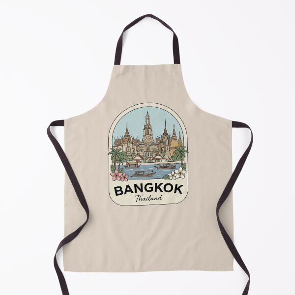 Item preview, Bangkok Thailand Travel Badge featuring Wat Arun Temple and Chao Phraya River Boats designed and sold by InvestingRoad.