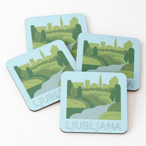 Item preview, Ljubljana Green Skyline Minimal Poster designed and sold by Timeless Design.