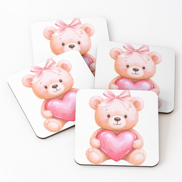 Item preview, Watercolor Valentine’s Day Brown Teddy Bear with Pink Bow & Heart – Coquette Love Aesthetic designed and sold by DivinePassion.