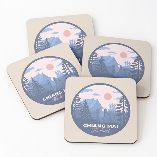 Item preview, Chiang Mai Thailand Travel Badge, Golden Pagoda And Reclining Buddha designed and sold by InvestingRoad.