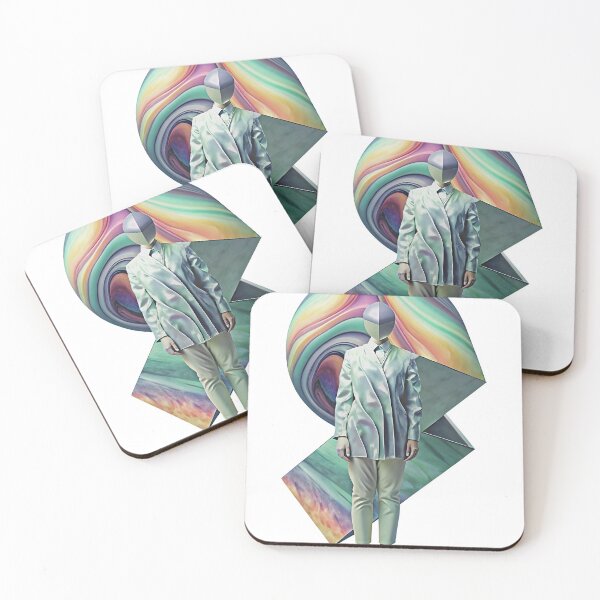 Item preview, Futuristic businessperson in shimmering suit with abstract colorful background designed and sold by Creative88Art.
