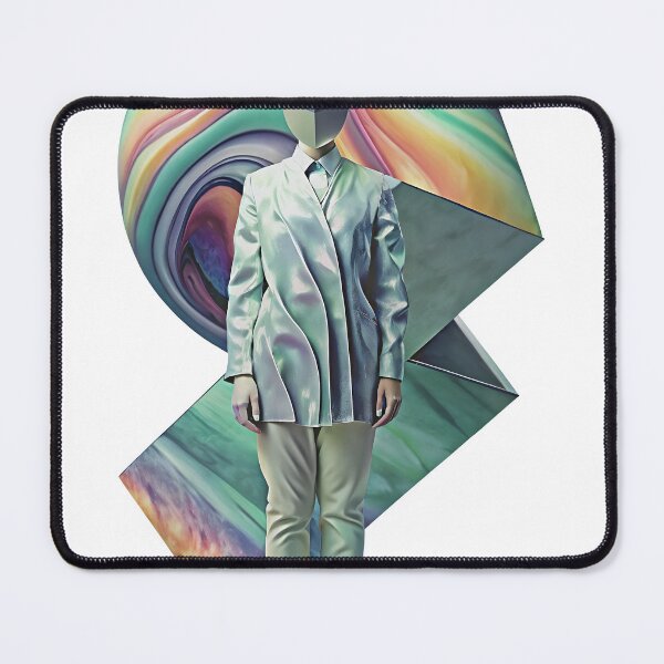 Item preview, Futuristic businessperson in shimmering suit with abstract colorful background designed and sold by Creative88Art.