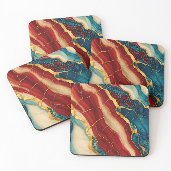 Item preview, Crimson and Teal Marble with Gold Veins designed and sold by GamerGearTees.