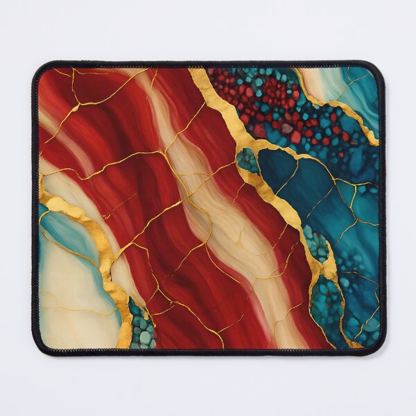 Item preview, Crimson and Teal Marble with Gold Veins designed and sold by GamerGearTees.