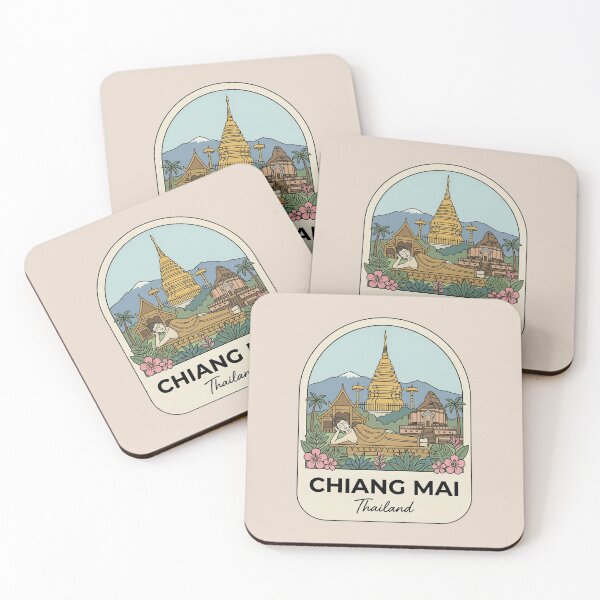 Item preview, Chiang Mai Thailand Travel Badge, Golden Pagoda And Reclining Buddha designed and sold by InvestingRoad.