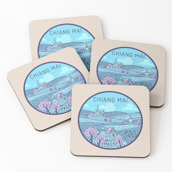 Item preview, Chiang Mai Thailand Travel Badge, Golden Pagoda And Reclining Buddha designed and sold by InvestingRoad.