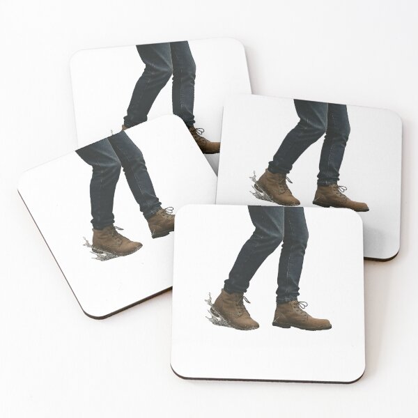 Item preview, Person wearing rugged brown boots with ice skate attached designed and sold by Creative88Art.