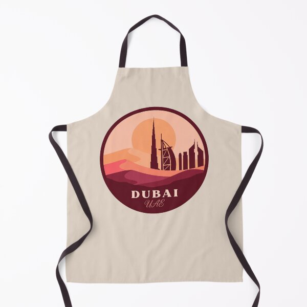 Item preview, Dubai Skyline Travel Badge, United Arab Emirates Burj Khalifa and Burj Al Arab Retro Sunset designed and sold by InvestingRoad.