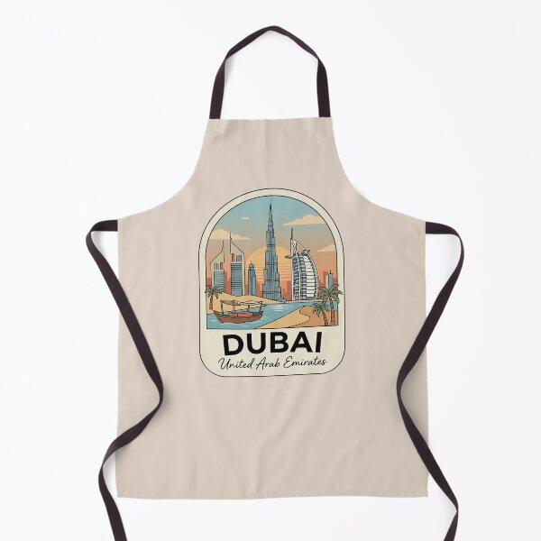 Item preview, Dubai Skyline Travel Badge, United Arab Emirates Burj Khalifa and Burj Al Arab Retro Sunset designed and sold by InvestingRoad.