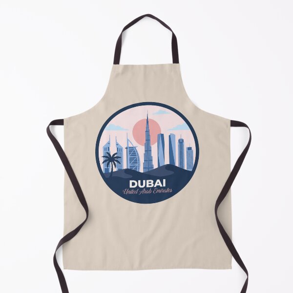 Item preview, Dubai Skyline Travel Badge, United Arab Emirates Burj Khalifa and Burj Al Arab Retro Sunset designed and sold by InvestingRoad.