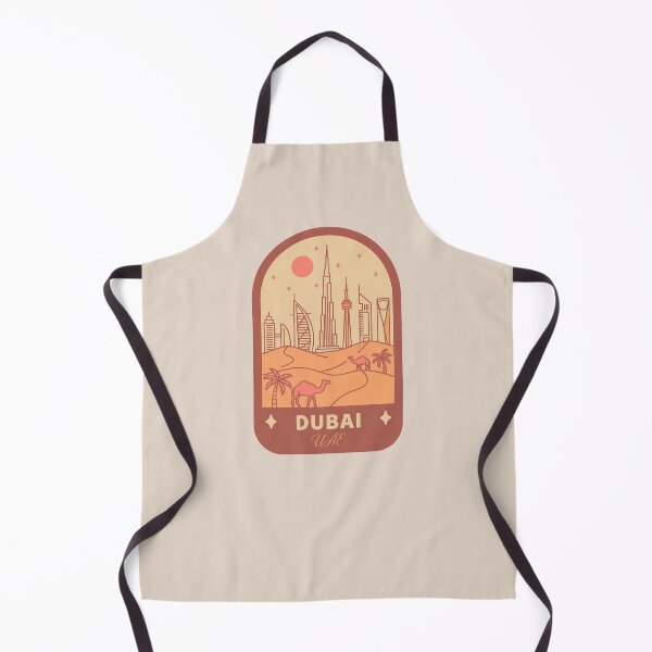 Item preview, Dubai Skyline Travel Badge, United Arab Emirates Burj Khalifa and Burj Al Arab Retro Sunset designed and sold by InvestingRoad.