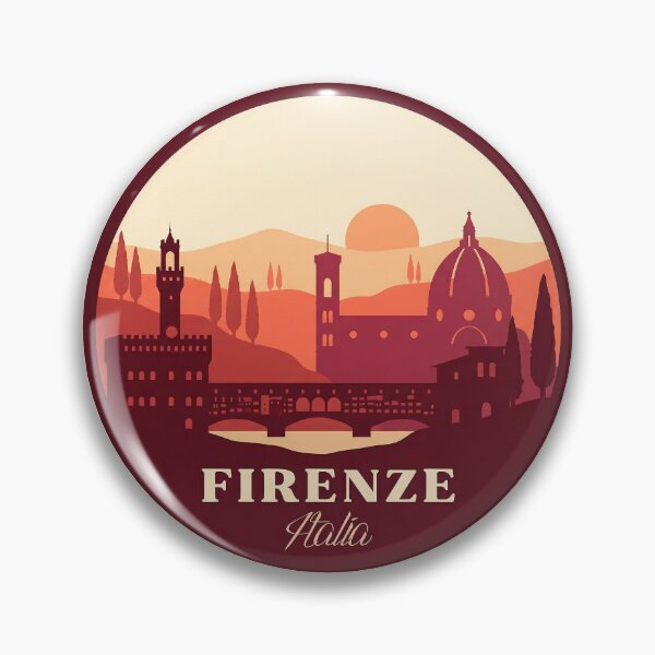 Item preview, Firenze Italia Travel Badge, Florence Cityscape with Duomo and Ponte Vecchio designed and sold by InvestingRoad.
