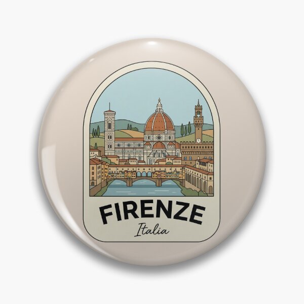 Item preview, Firenze Italia Travel Badge, Florence Cityscape with Duomo and Ponte Vecchio designed and sold by InvestingRoad.