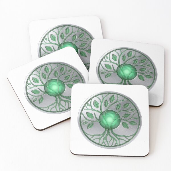 Item preview, Elegant tree of life symbol on silver green background designed and sold by Creative88Art.