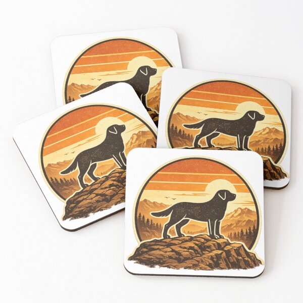 Item preview, Hiking Labrador Silhouette – Retro Sunset Mountain Dog designed and sold by PawPrintCustom.